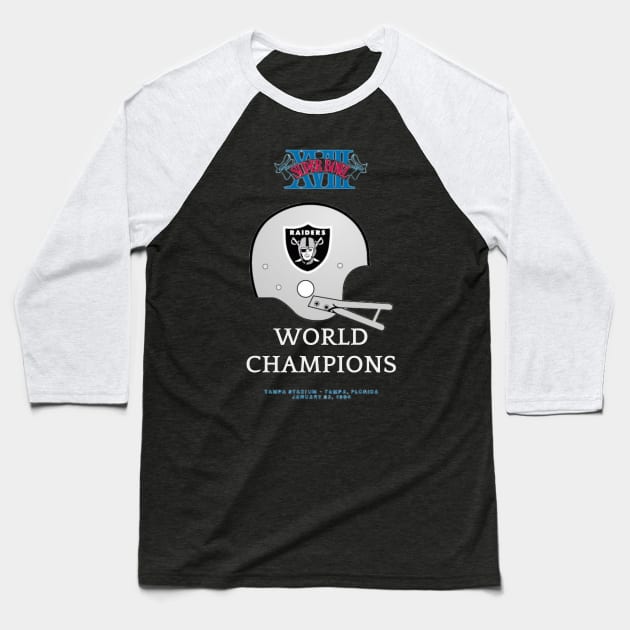 Super Bowl XIII World Champion Los Angeles Raiders Baseball T-Shirt by RomansOneTwenty